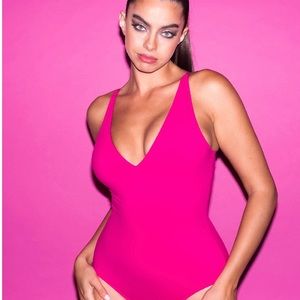 NEW! TA3 Swim Plungey Hot Pink Suit 
Size S